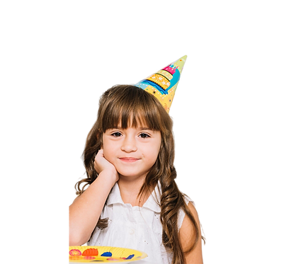 JJ's Play House girl with birthday party hat